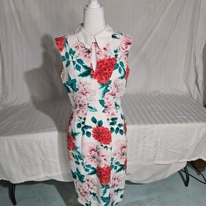 Eva Mendes Pink Floral Sheath Dress Size S